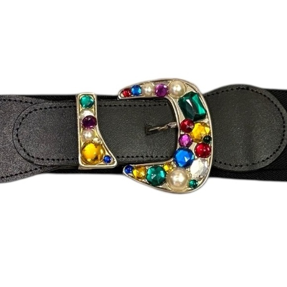 Black Belt with Multicolor Gem Buckle main image 12